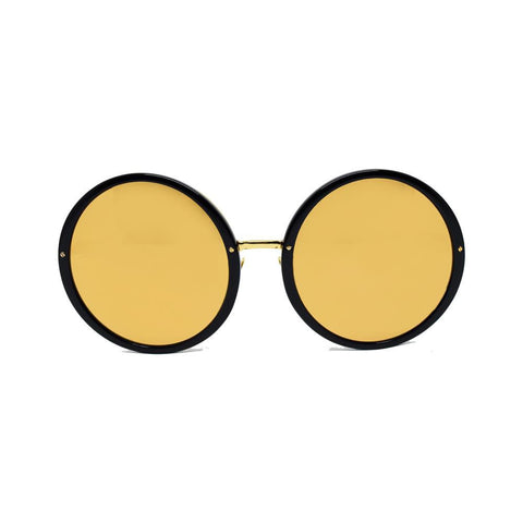 Linda Farrow 457 Round Sunglasses In Black & Gold - Optic Butler
 - 1