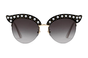 Gucci Cat Eye Acetate Sunglasses with Pearls