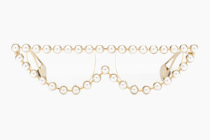 Gucci Cat Eye Metal Glasses with Pearls