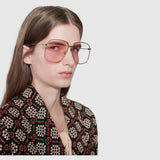 Gucci Rectangular-frame Metal Sunglasses