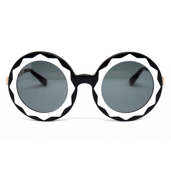 Linda Farrow Markus Lupfer Round Sunglasses In Black & Gold - Optic Butler
 - 1